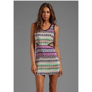 Parker silk dress with cutouts and leather trim